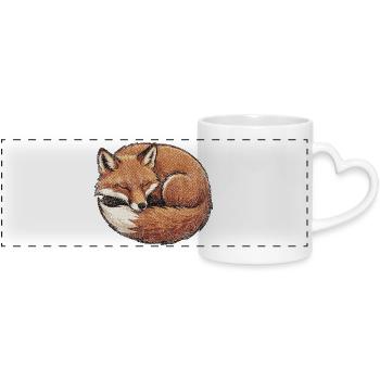 Schlafender Fuchs im Retro Vintage Stil - Panoramatasse mit Herzhenkel - Weiß - Vorne