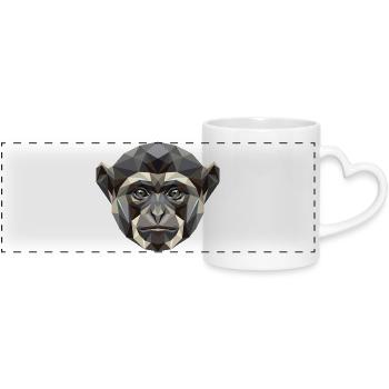 Gibbon Monkey Whitehand Gibbon Monkey Cute Lar Gibbons - Panoramic mug with heart handle - white - Front
