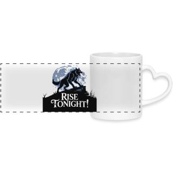 Lone Wolf Rise Tonight Moon Graphic - Panoramic mug with heart handle - white - Front