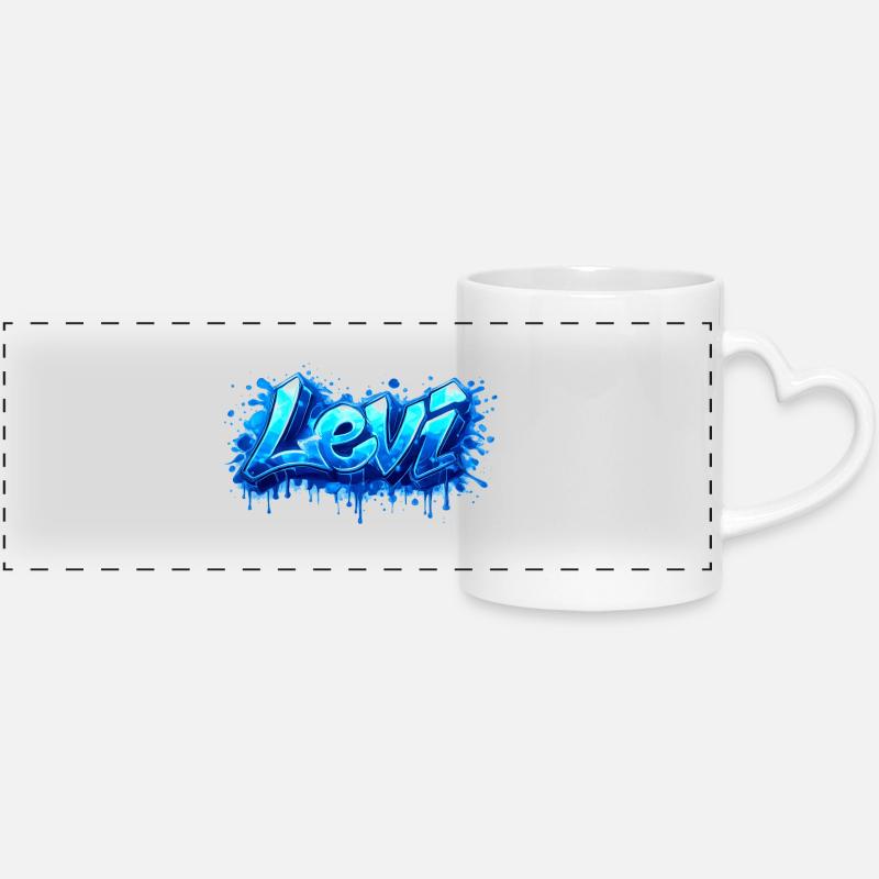 LEVI GRAFFITI NAME FOR PERFECT GIFT PRINTABLE - Panoramic mug with heart handle - white