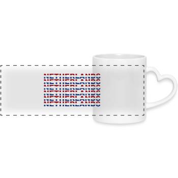 Texte des Pays-Bas dans les couleurs du drapeau - Mug panoramique avec anse en forme de cœur - blanc - Devant