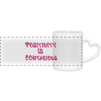 Positivity Is Contagious – Spread - Panoramic mug with heart handle - white - Front