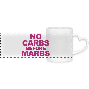No Carbs Before Marbs - Panoramic mug with heart handle - white - Front