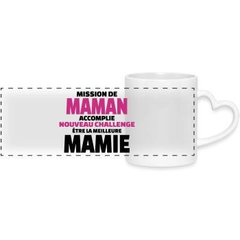 nouveau challenge être la meilleure mamie - Mug panoramique avec anse en forme de cœur - blanc - Devant