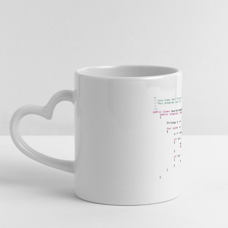 code Java drôle pour trier Mug panoramique avec anse en forme de cœur