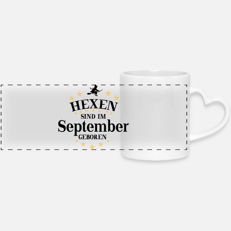 Witches September - Panoramic mug with heart handle - white