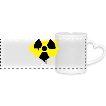 radio active sign as graffiti - Panoramic mug with heart handle - white - Front