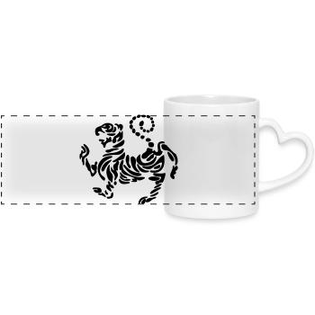 Shotokan tiger karate logo emblem freestanding - Panoramic mug with heart handle - white - Front