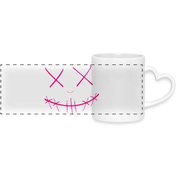 Face - Panoramic mug with heart handle - white - Front