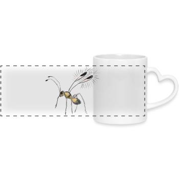 Winzige Fairyfly Zeichnung - Panoramatasse mit Herzhenkel - Weiß - Vorne
