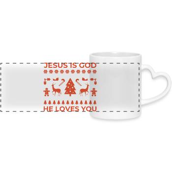 Jesus is God Christmas Motif - Panoramic mug with heart handle - white - Front