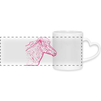 Pferd rosa pink - Panoramatasse mit Herzhenkel - Weiß - Vorne