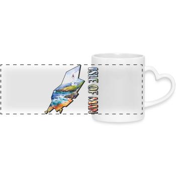 Watercolor Map Isle of Man - Panoramic mug with heart handle - white - Front