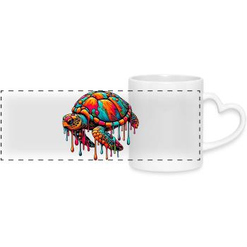 Turtle - Panoramic mug with heart handle - white - Front