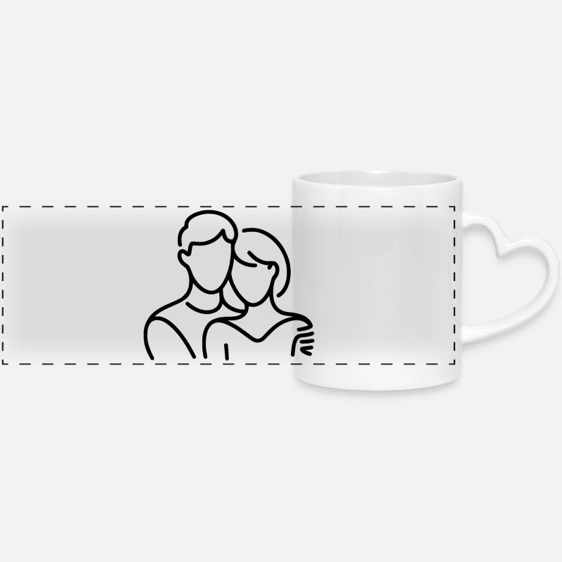Abstract Natural Cycle Print Design - Panoramic mug with heart handle - white