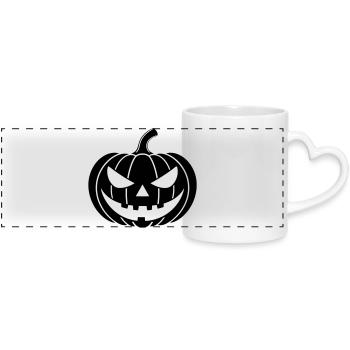 citrouille horreur illustration - Mug panoramique avec anse en forme de cœur - blanc - Devant