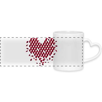 Geometric heart made of red cubes - Panoramic mug with heart handle - white - Front