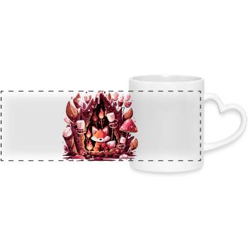 Renard dans l’incendie de forêt champignon - Mug panoramique avec anse en forme de cœur - blanc - Devant