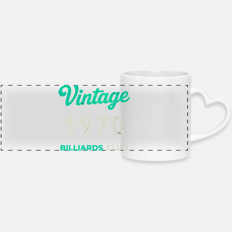 Vintage 1970 – Billiards Club Retro Birth Year - Panoramic mug with heart handle - white