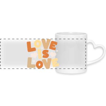 L’amour, c’est l’amour Lettres pastel - Mug panoramique avec anse en forme de cœur - blanc - Devant
