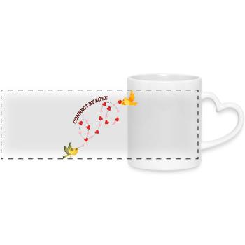 Connected by love - Panoramic mug with heart handle - white - Front