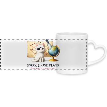Evil Cat World Domination Plans - Panoramic mug with heart handle - white - Front
