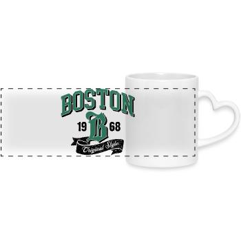 Boston City Logo Originalstil - Panoramatasse mit Herzhenkel - Weiß - Vorne