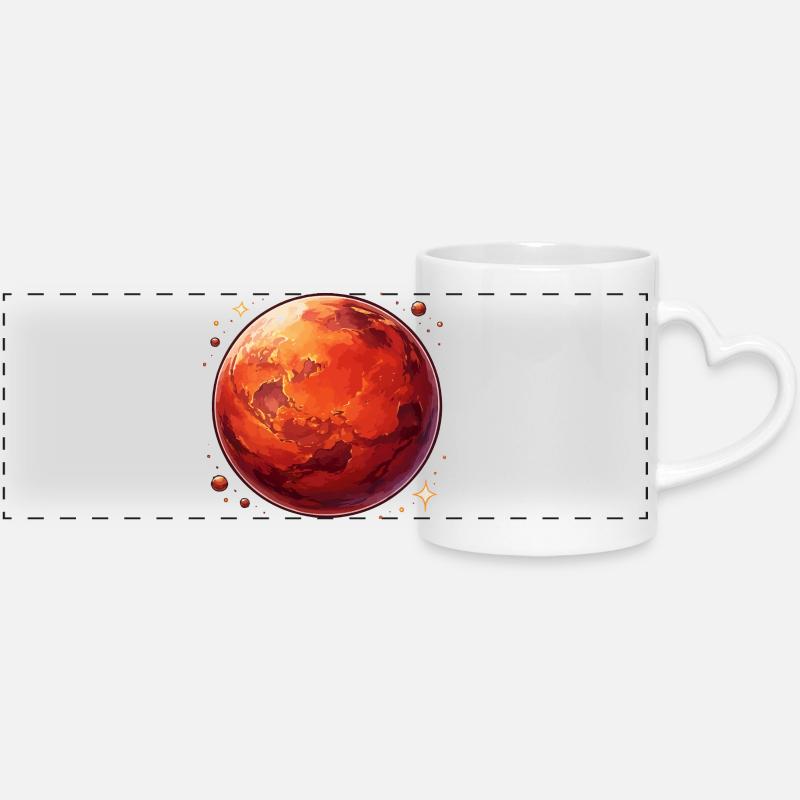 Roter Planet Mars kosmische Illustration - Panoramatasse mit Herzhenkel - Weiß