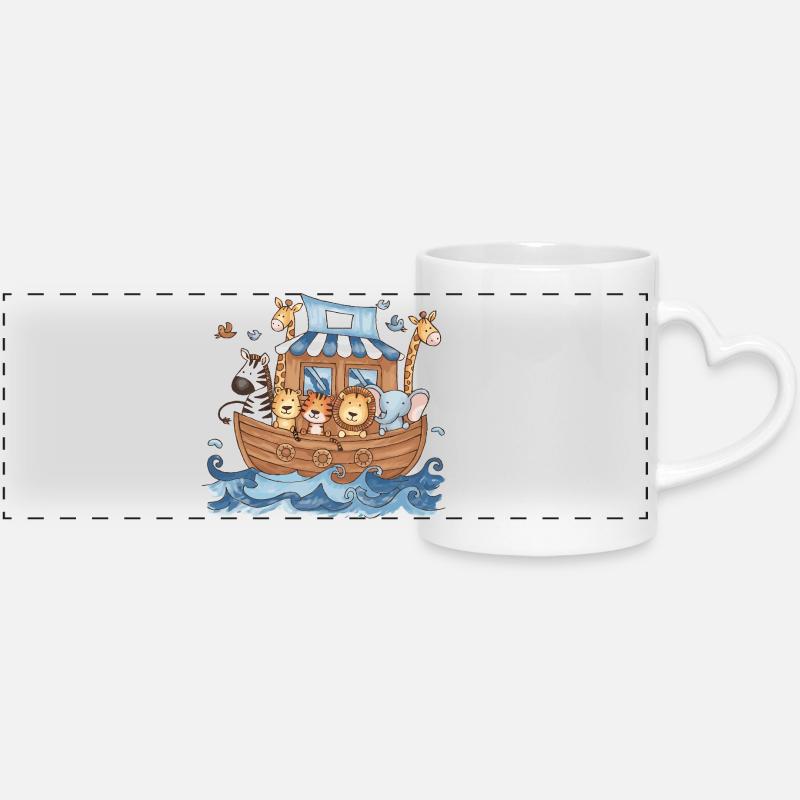 Stanza per bambini dell'Arca di Noè per bambini - Tazza panoramica con manico a cuore - bianco