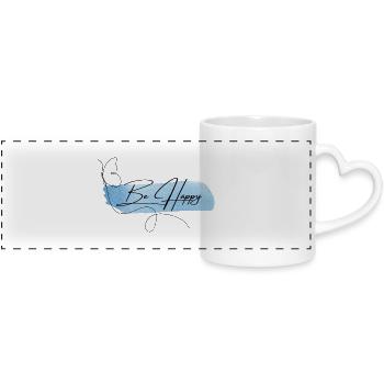 Soyez heureux - Police aquarelle élégante - Mug panoramique avec anse en forme de cœur - blanc - Devant
