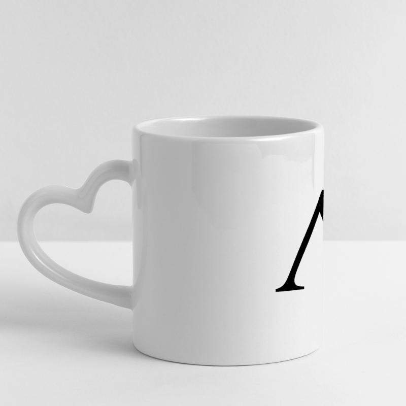 lettre grecque lambda utilisé par les maisons de Mug panoramique avec anse en forme de cœur