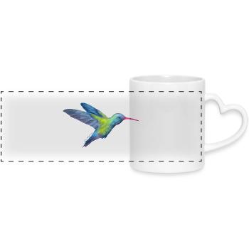 AD Hummingbird - Panoramic mug with heart handle - white - Front
