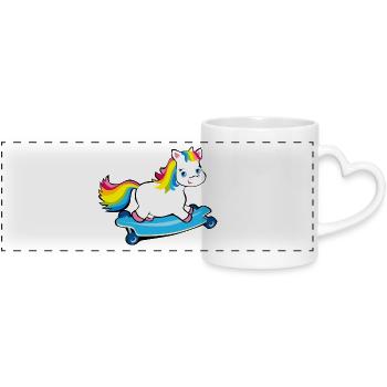Licorne Pummel Longboard dans des couleurs arc-en- - Mug panoramique avec anse en forme de cœur - blanc - Devant
