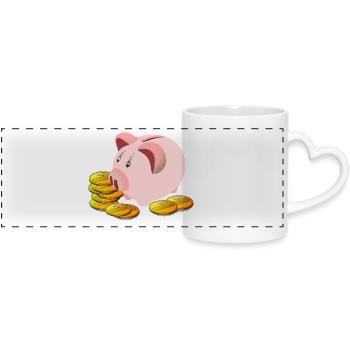 piggy bank - Panoramic mug with heart handle - white - Front