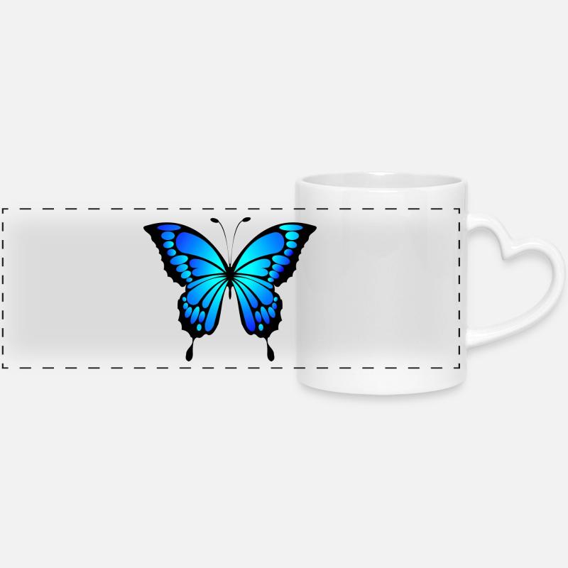 papillon - Mug panoramique avec anse en forme de cœur - blanc