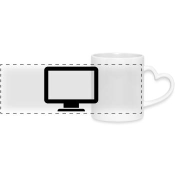 Ordinateur - Mug panoramique avec anse en forme de cœur - blanc - Devant