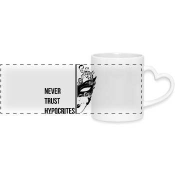 Never Trust Hypocrites - Panoramic mug with heart handle - white - Front