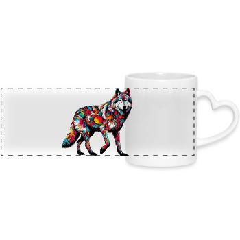 Loup - Mug panoramique avec anse en forme de cœur - blanc - Devant