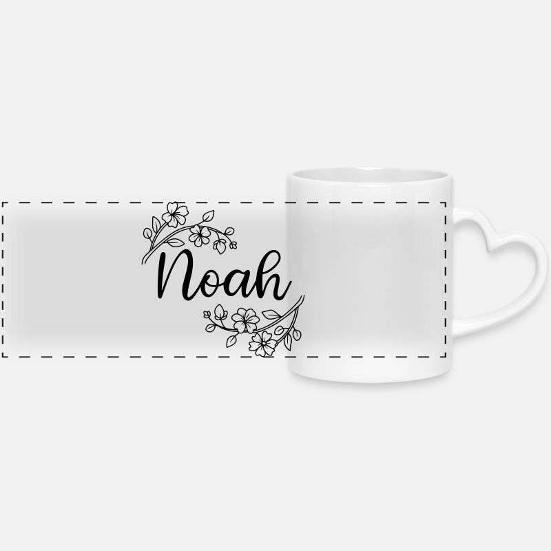 Noah | Name of Name | Vectorgraphic ! - Panoramic mug with heart handle - white