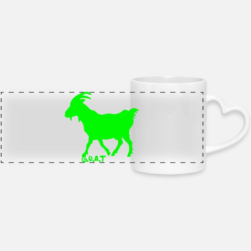 Chèvre vert fluo - Mug panoramique avec anse en forme de cœur - blanc