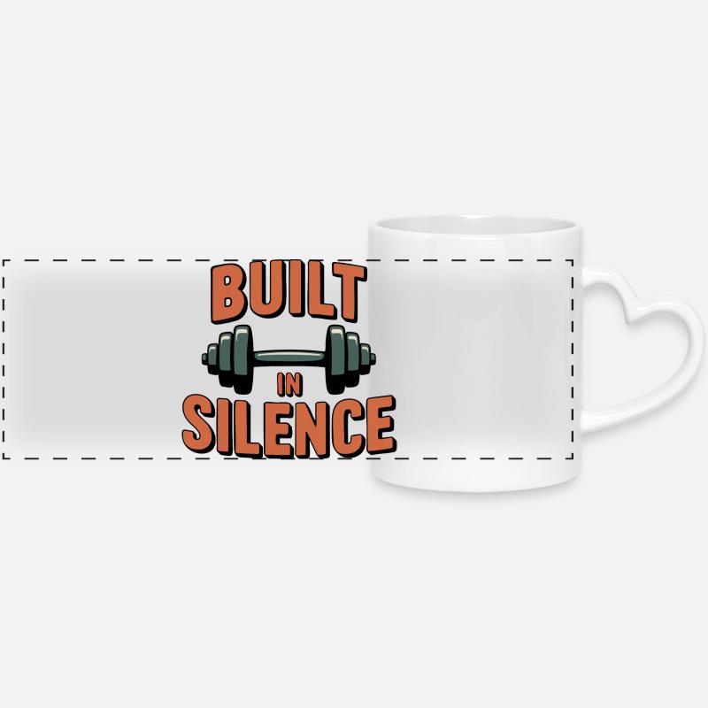 Construit en silence - Mug panoramique avec anse en forme de cœur - blanc