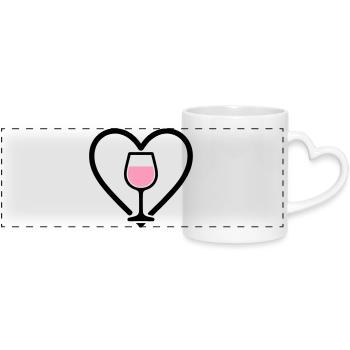 Herz + Roséwein – Rosé Lover - Panoramatasse mit Herzhenkel - Weiß - Vorne