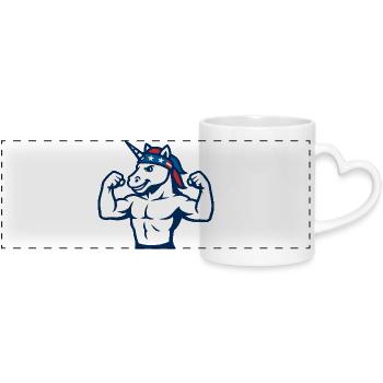 Patriotic Unicorn Gym Mascot Power Flex - Panoramic mug with heart handle - white - Front