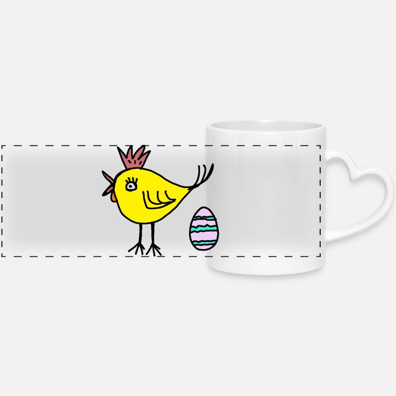 Chicken Chick Egg Easter Easter Egg Kids - Panoramic mug with heart handle - white