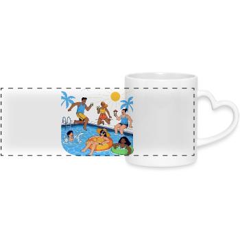 Fête estivale près de la piscine Bonne humeur - Mug panoramique avec anse en forme de cœur - blanc - Devant