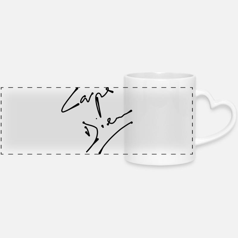 Carpe Diem - Mug panoramique avec anse en forme de cœur - blanc