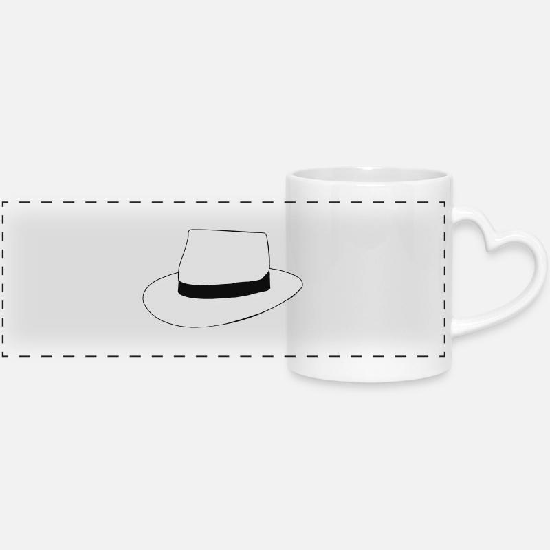 white hat - Panoramic mug with heart handle - white