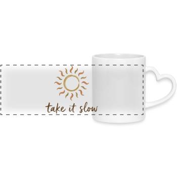 Take It Slow Sun Logo - Mug panoramique avec anse en forme de cœur - blanc - Devant