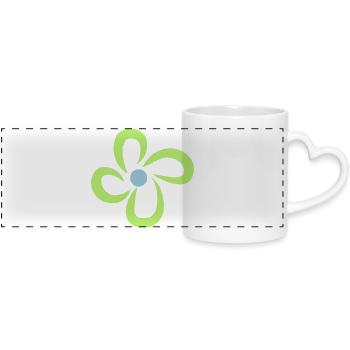 flower - Panoramic mug with heart handle - white - Front