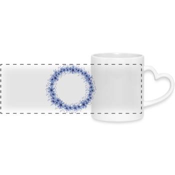 couronne de fleur de bleuet bleu vif - Mug panoramique avec anse en forme de cœur - blanc - Devant